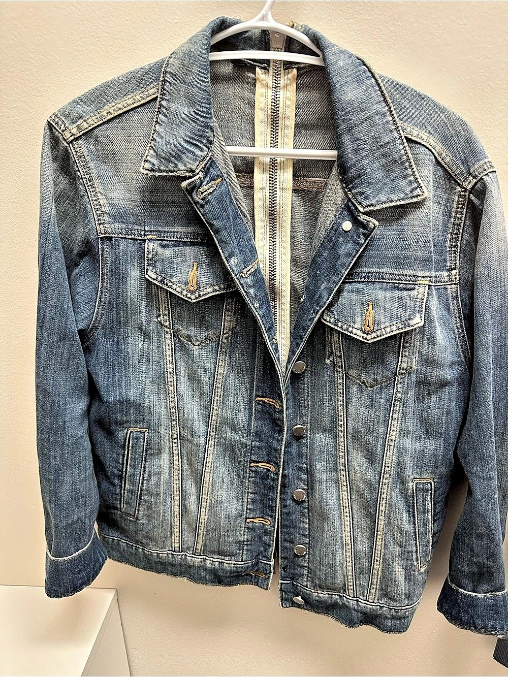 True Religion Rare Denim Button AND Double Zip Jacket Jean Jacket Small Blue